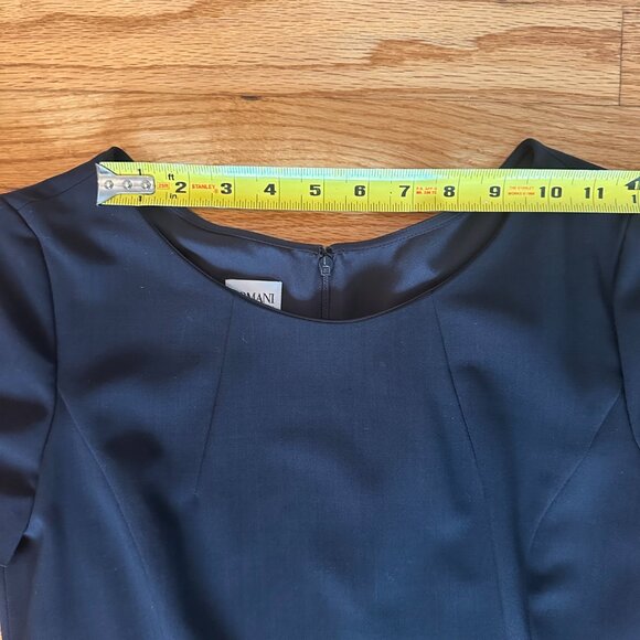 Armani Short Sleeve, Black, Wool, Sheath Midi Dress, size 6 - Picture 7 of 12